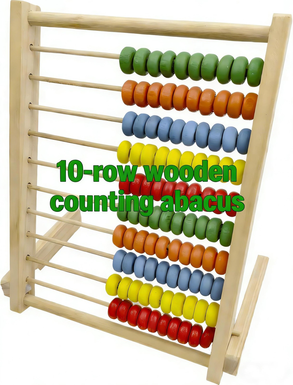 Wooden Counting Frame Abacus for Kids Math Learning – 10 Rows, 8-Inch