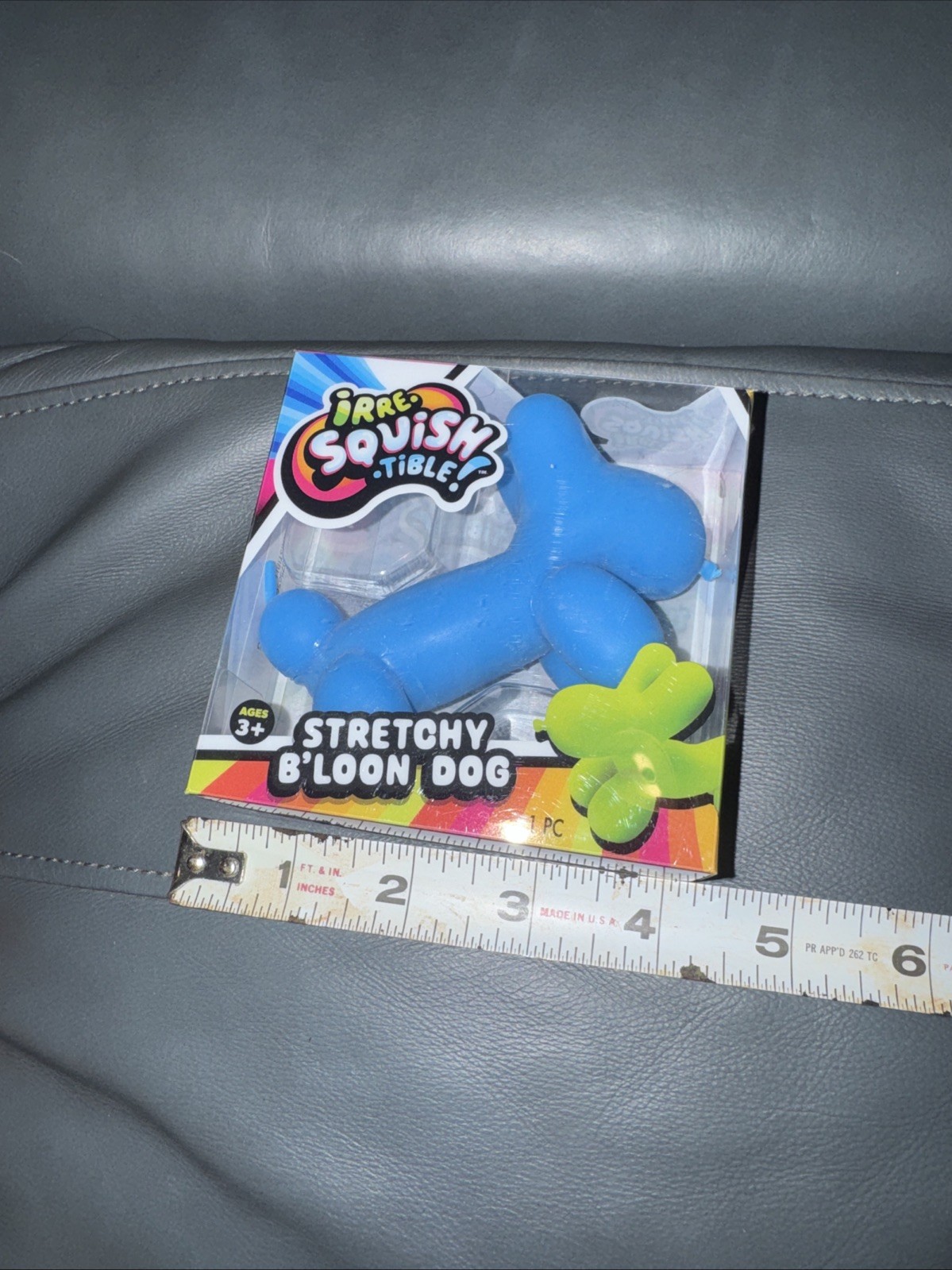 BLUE Balloon Dog Squishy Stretchy B’loon Ja-Ru Squeeze Fidget Toy Crunchy Sound