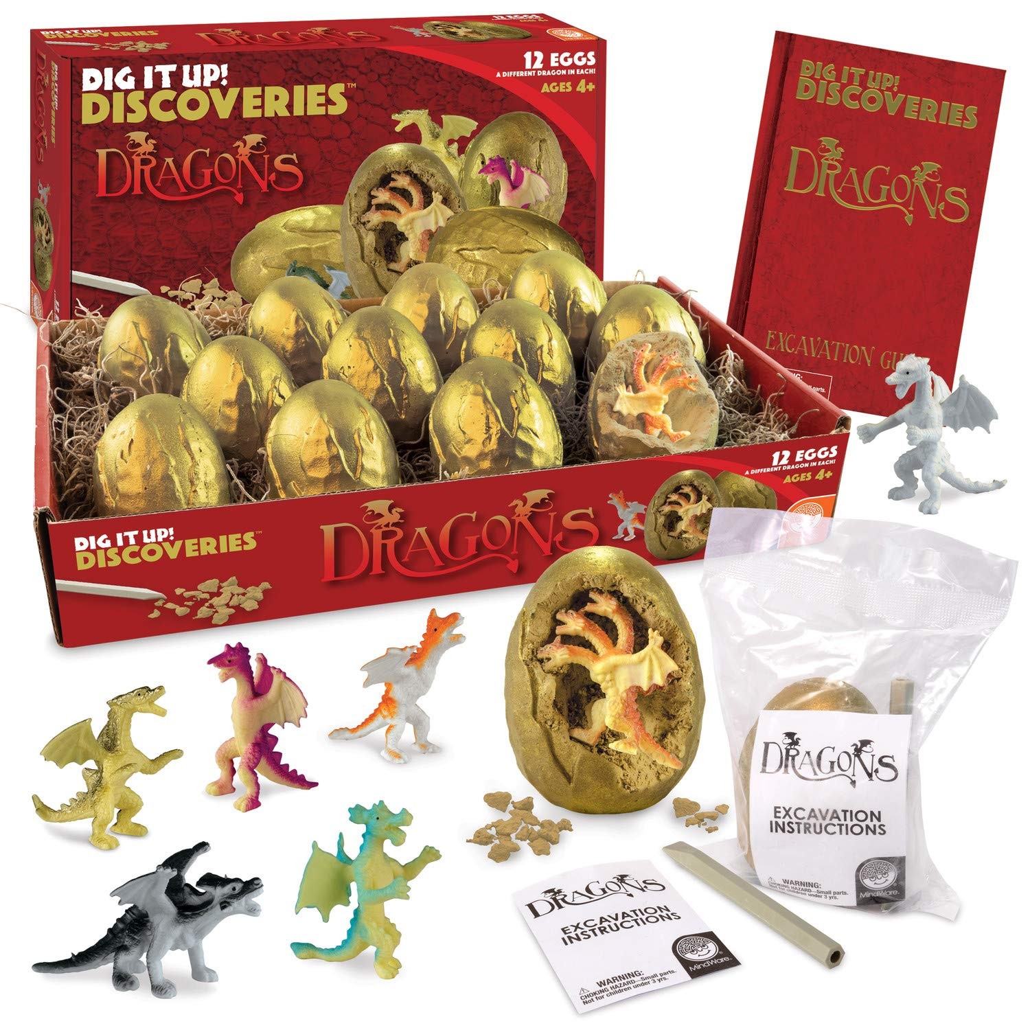 12 Dragon Eggs Dig Kit Educational Excavation Toy for Kids Ages 4 and Up