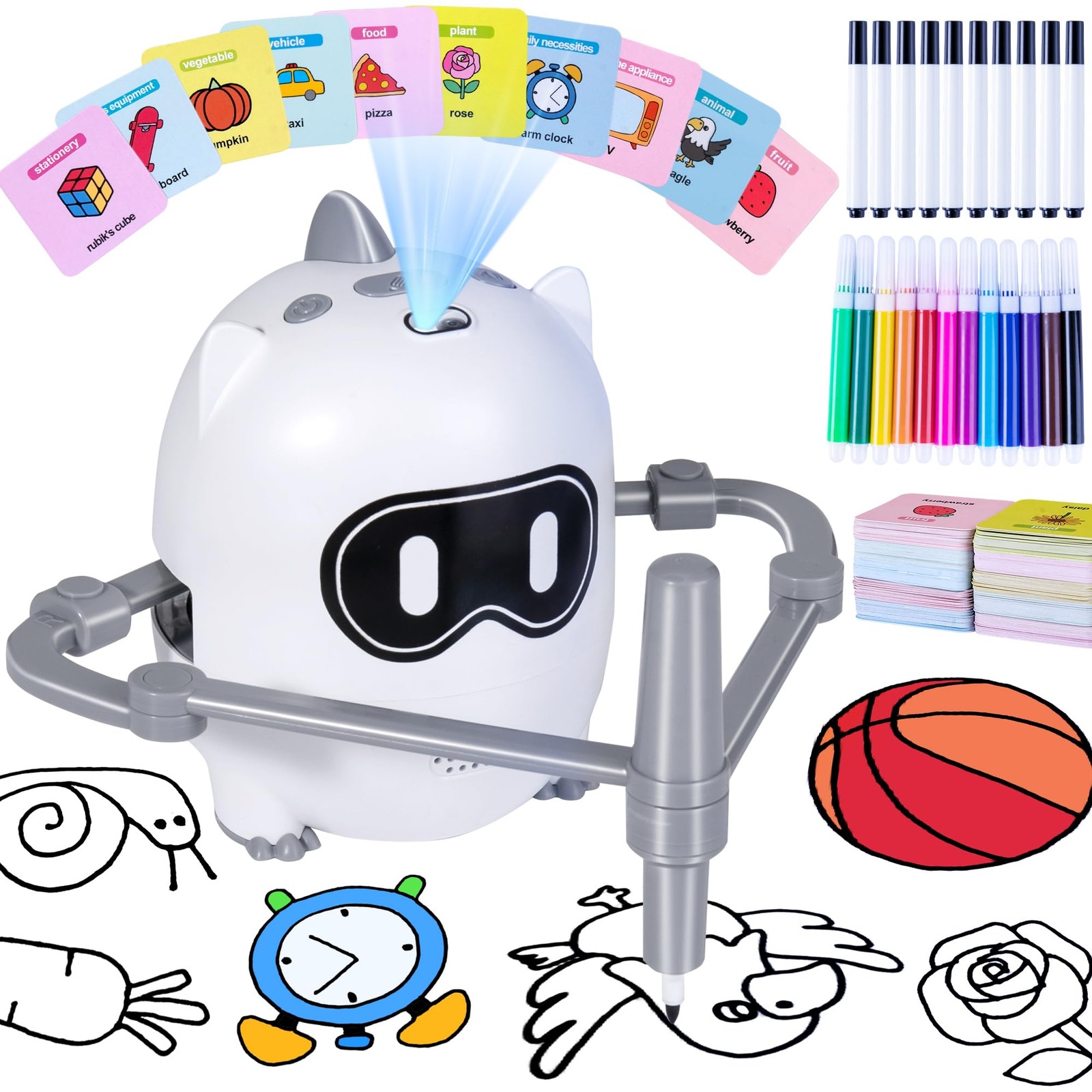 WOQWOQ Drawing Robot for Kids, Smart Scan & Music Interactive Standard, White