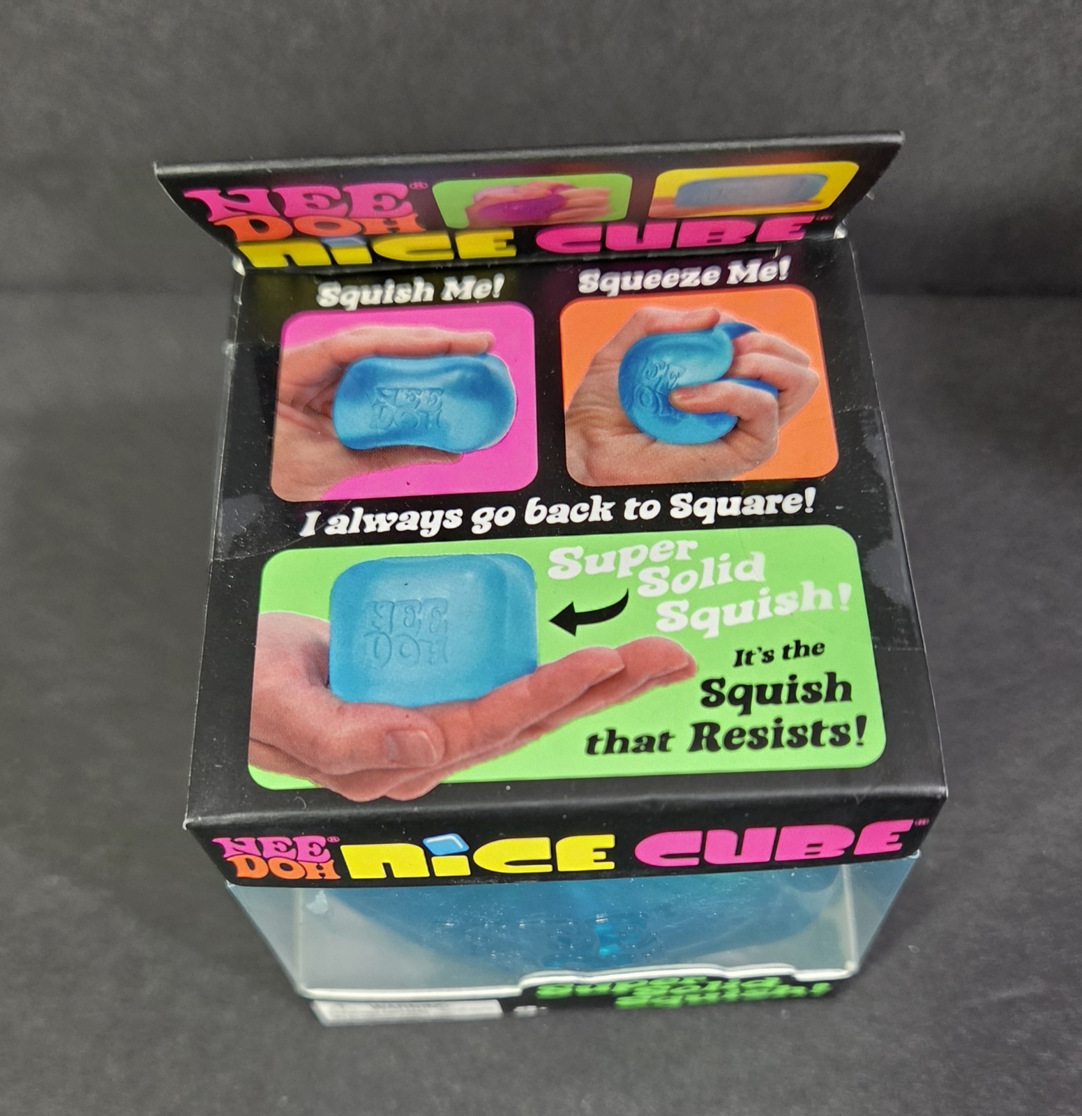 Nee Doh Nice Cube Super Solid Squish Teal Squeeze Toy