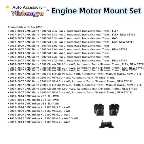 3Pcs Engine Motor Mount Kit – Compatible with Trucks & SUVs (Silverado 1500,
