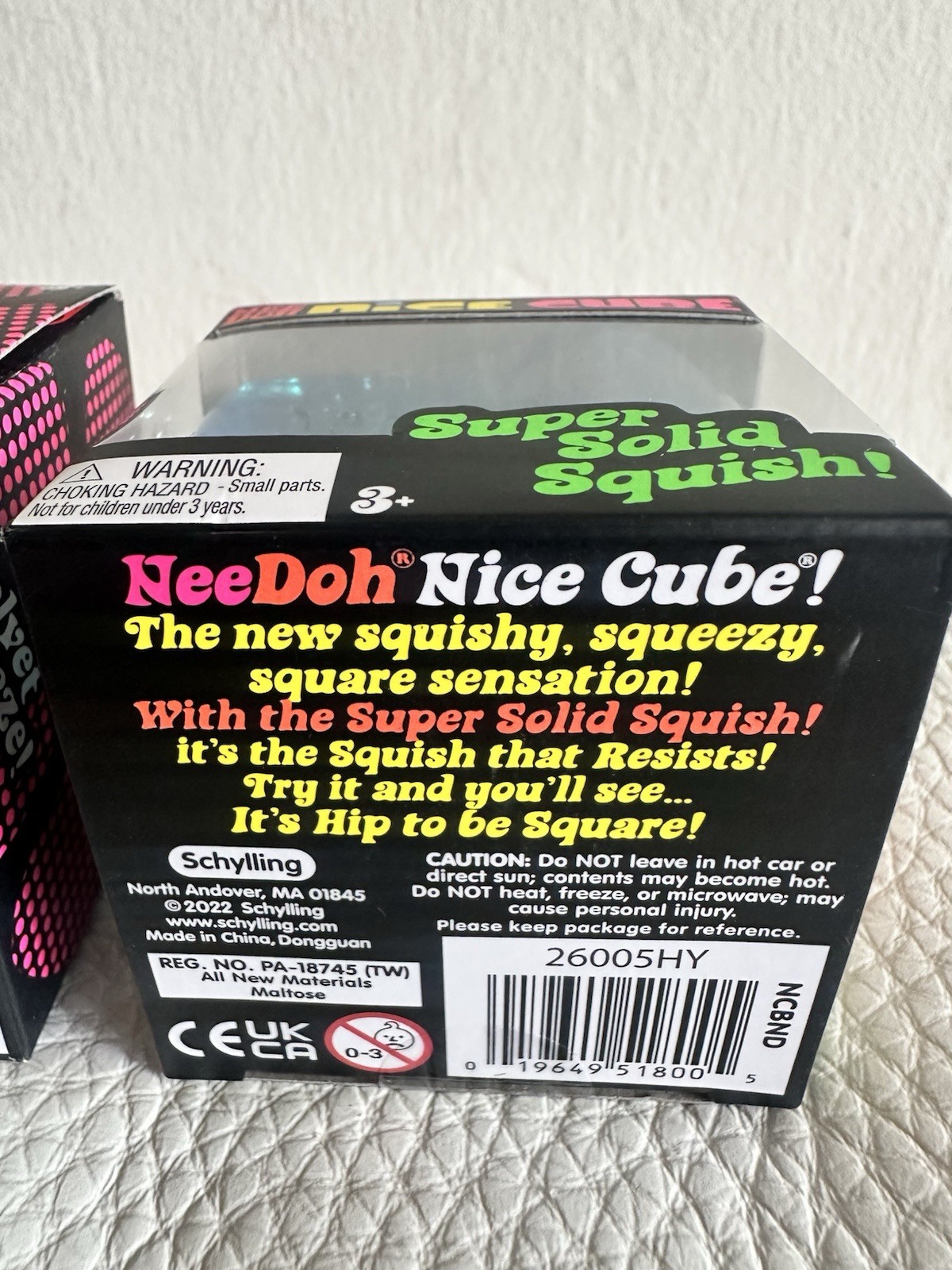 Set of 3 Schylling NeeDoh Squeeze Toys Glow In The Dark, Fuzz Ball, & Nice Cube