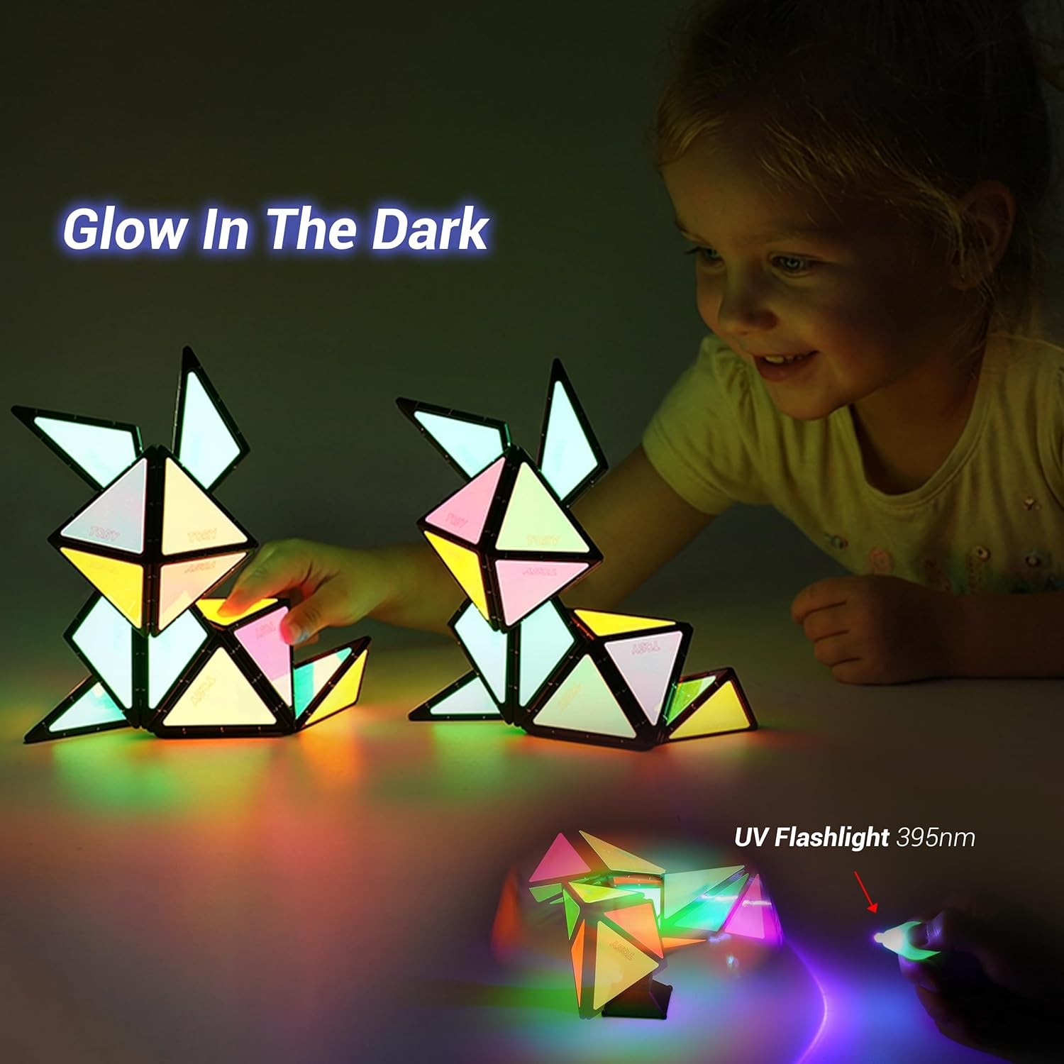 TOSY Magnet Pyramid Glow – 1 Cube Transforms into 1 Billion Shapes (Bunny, Egg,