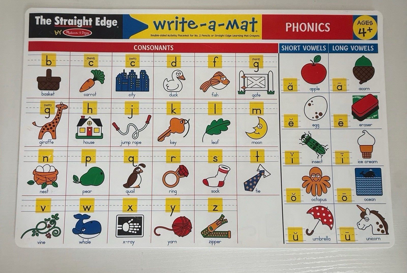Melissa and Doug 6 Activity Learning Mats, Placemat, Double Sided ~w/bonus book