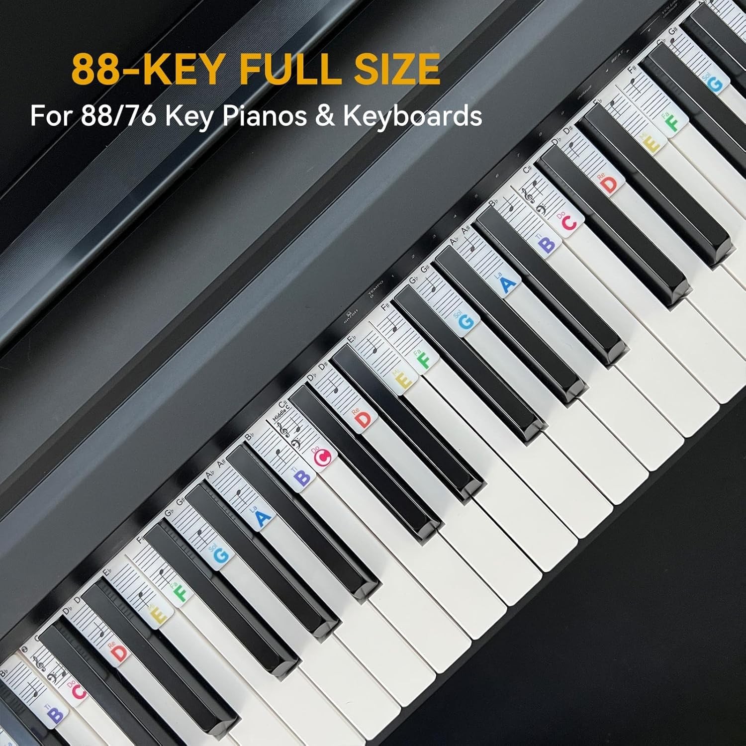 Piano Note Strips with Solfege Do Re Mi, Removable Piano Keyboard Stickers, P…