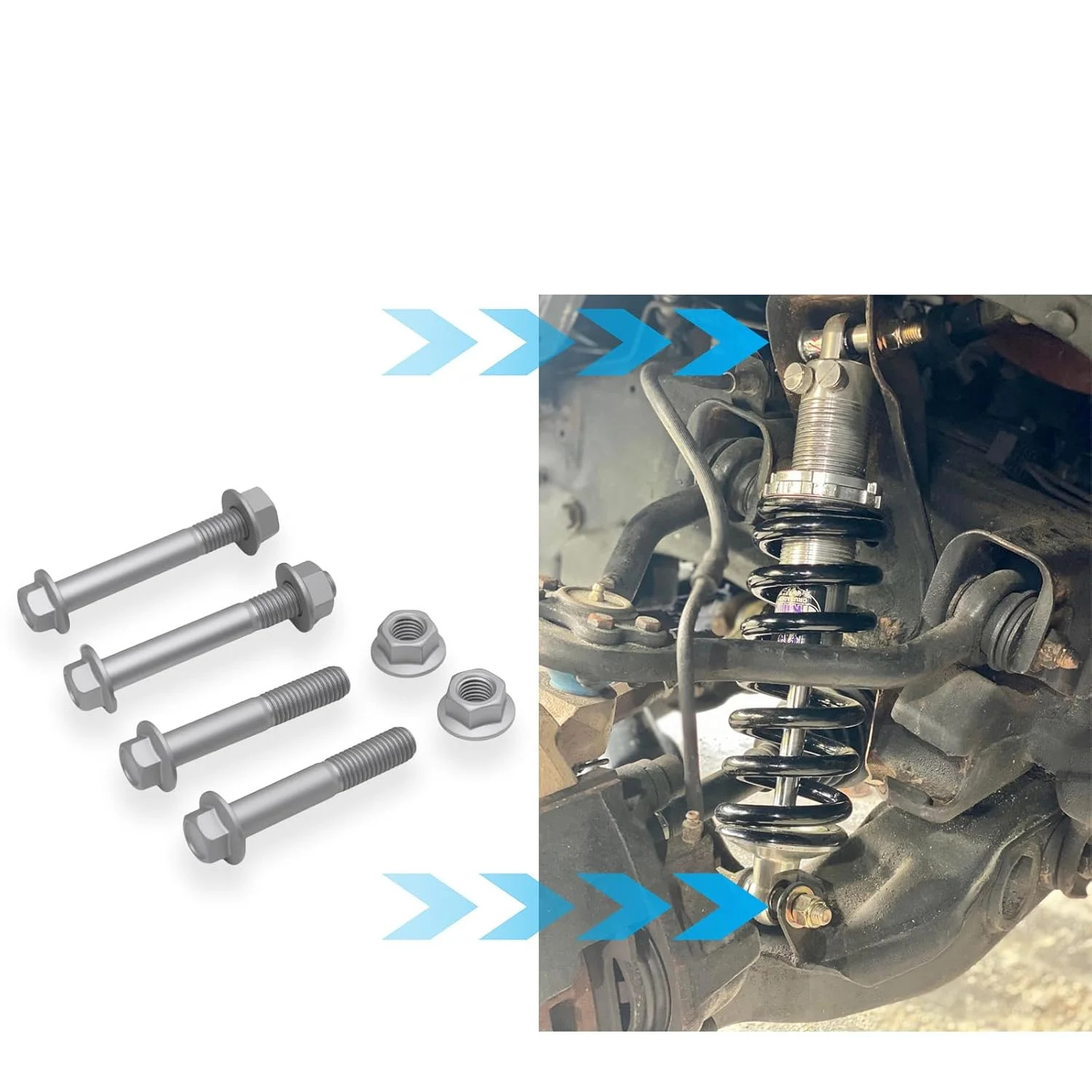 for Chevy 4×4 Front Shock Bolt Kit 1988-1998 K1500 K2500-4X 10.9 Hardened Upper