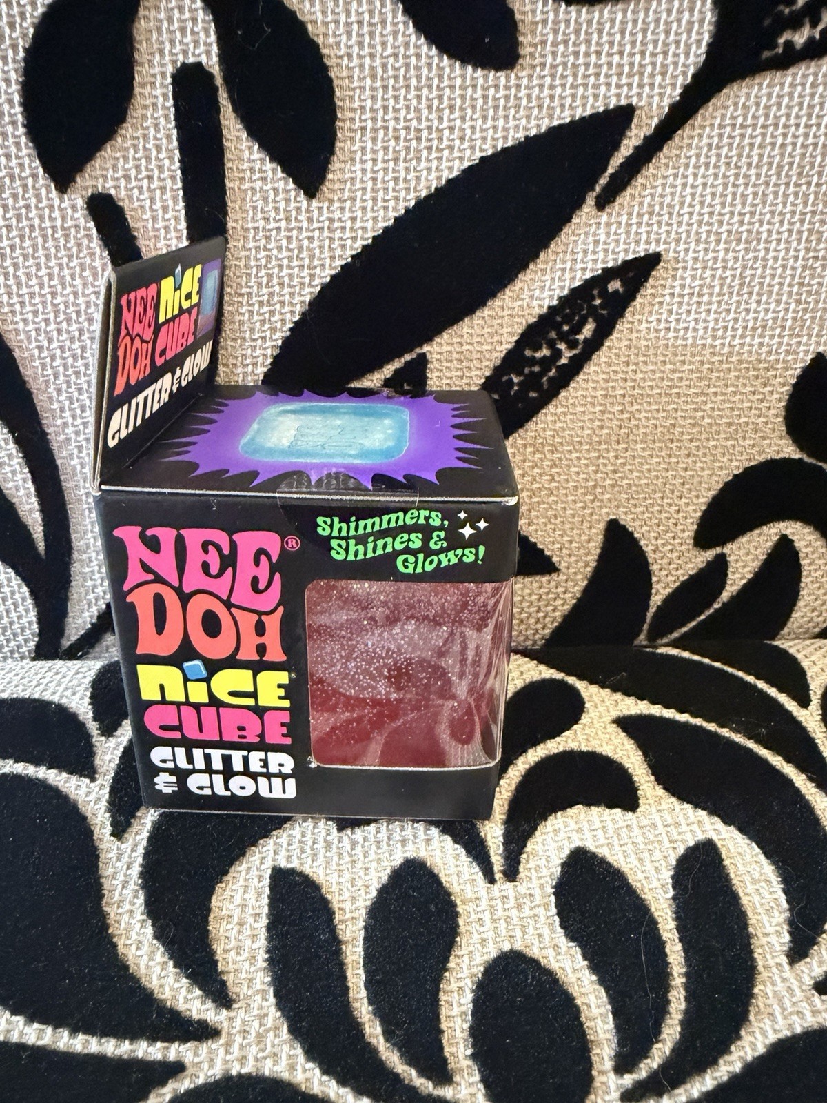 🩷 Authentic Schylling NeeDoh Pink Nice Cube Glitter and Glow