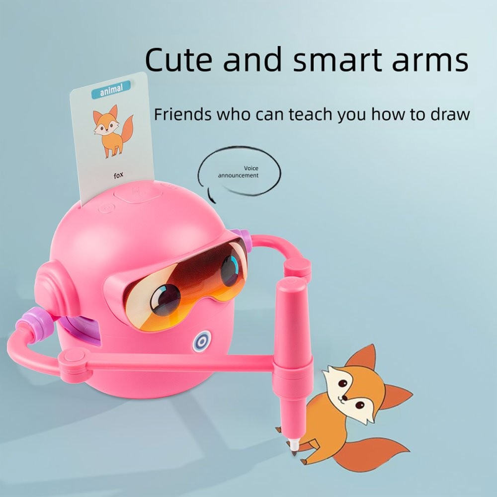 Interactive Educational Drawing Robot For Kids Learning Toy With 100 Word Cards