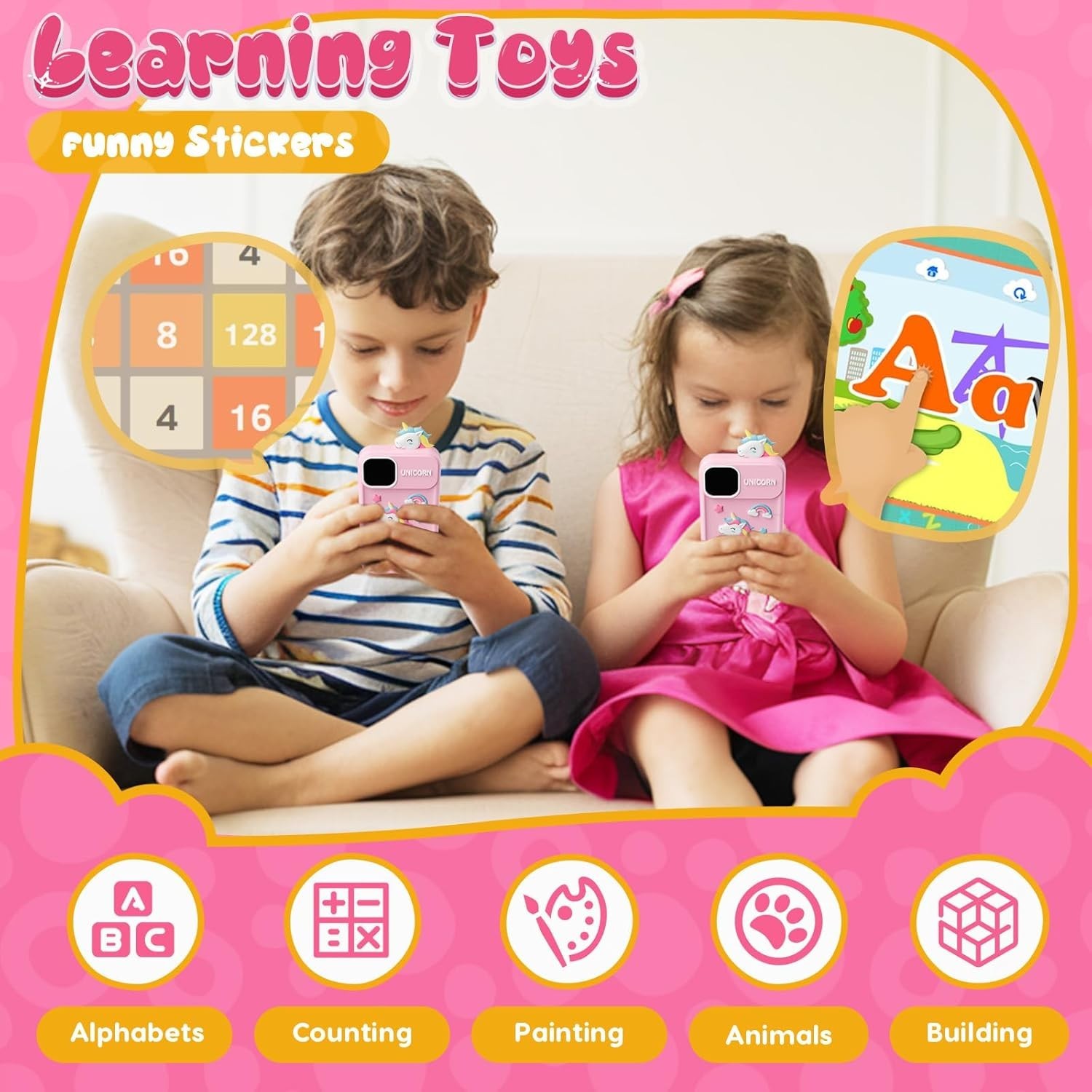 Kids Smart Phone Toy Girls Unicorn Touchscreen Camera Learning Games Gift Ages