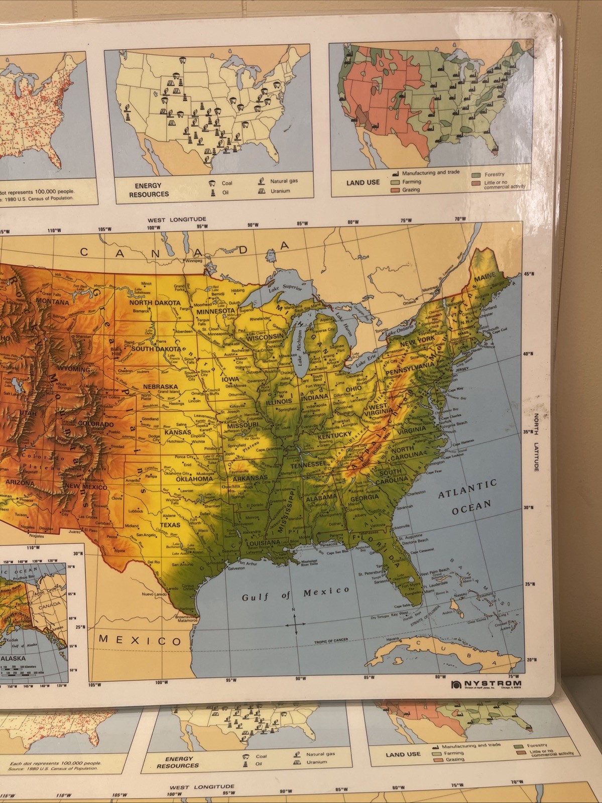 Nystrom Herff Jones Laminated World United States 2-Sided Map 17 x 22 Map#2BSM1