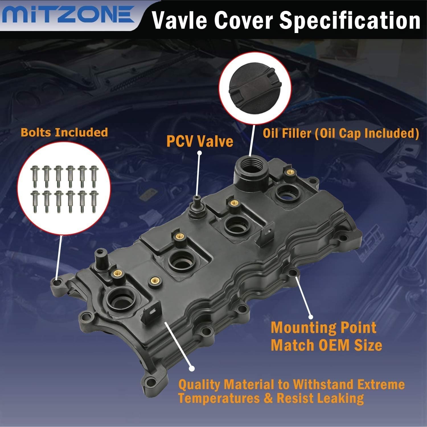 Engine Valve Cover Compatible with 2007-2013 Nissan Altima Sentra SE-R 2.5L Part