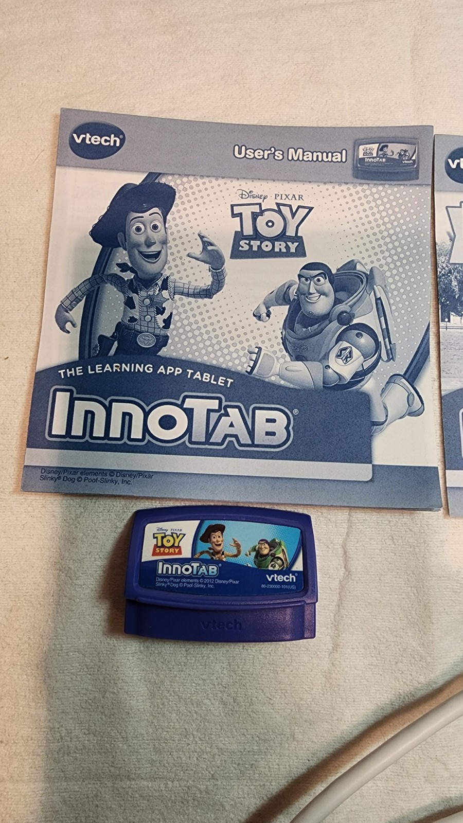 Lot Of 2 Vtech Innotab Games Toy Story and Monsters University, Untested, Cable