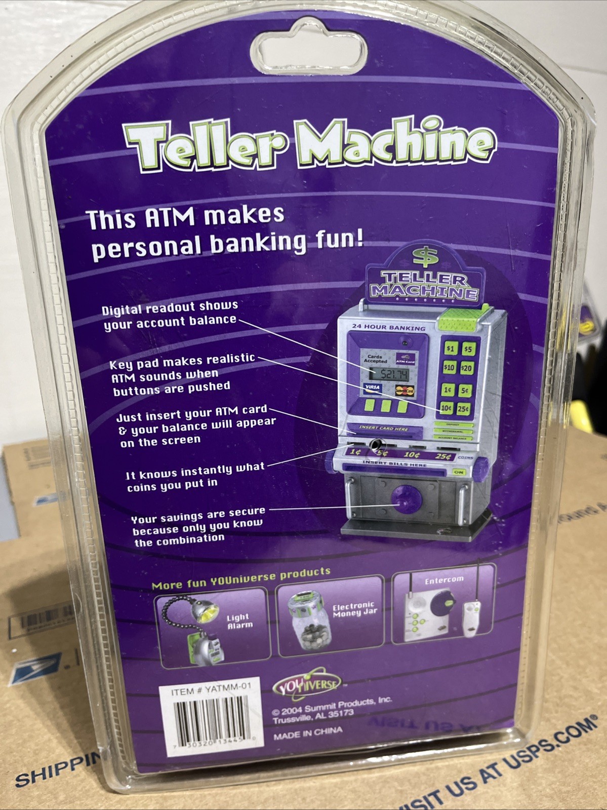 Vintage NEW YOUNIVERSE Money ATM Machine SAVINGS BANK SUMMIT TOYS 2004 e1