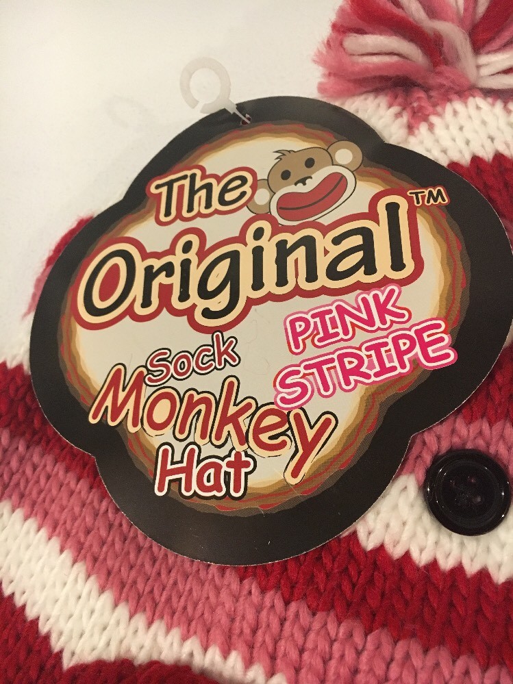 SOCK MONKEY Winter Hat/Cap ~Ear Flaps~Ladies/Girl’s/Women’s~One Size~Red/Pink