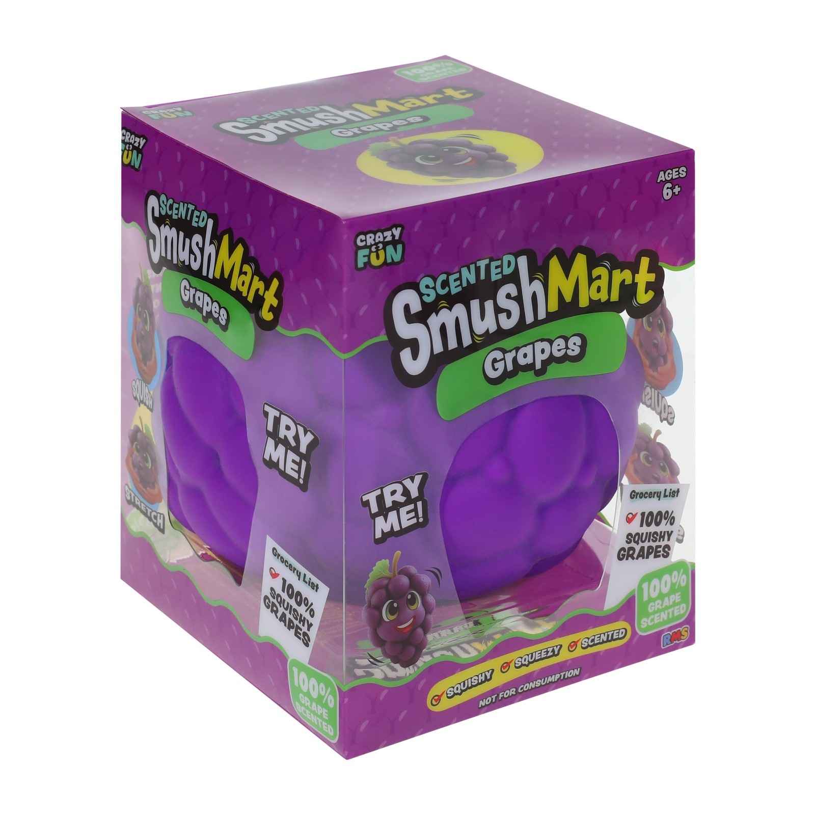 🍇 Smush Mart Scented Grapes JUMBO VIRAL SQUISHY 6” RMS USA Crazy Fun