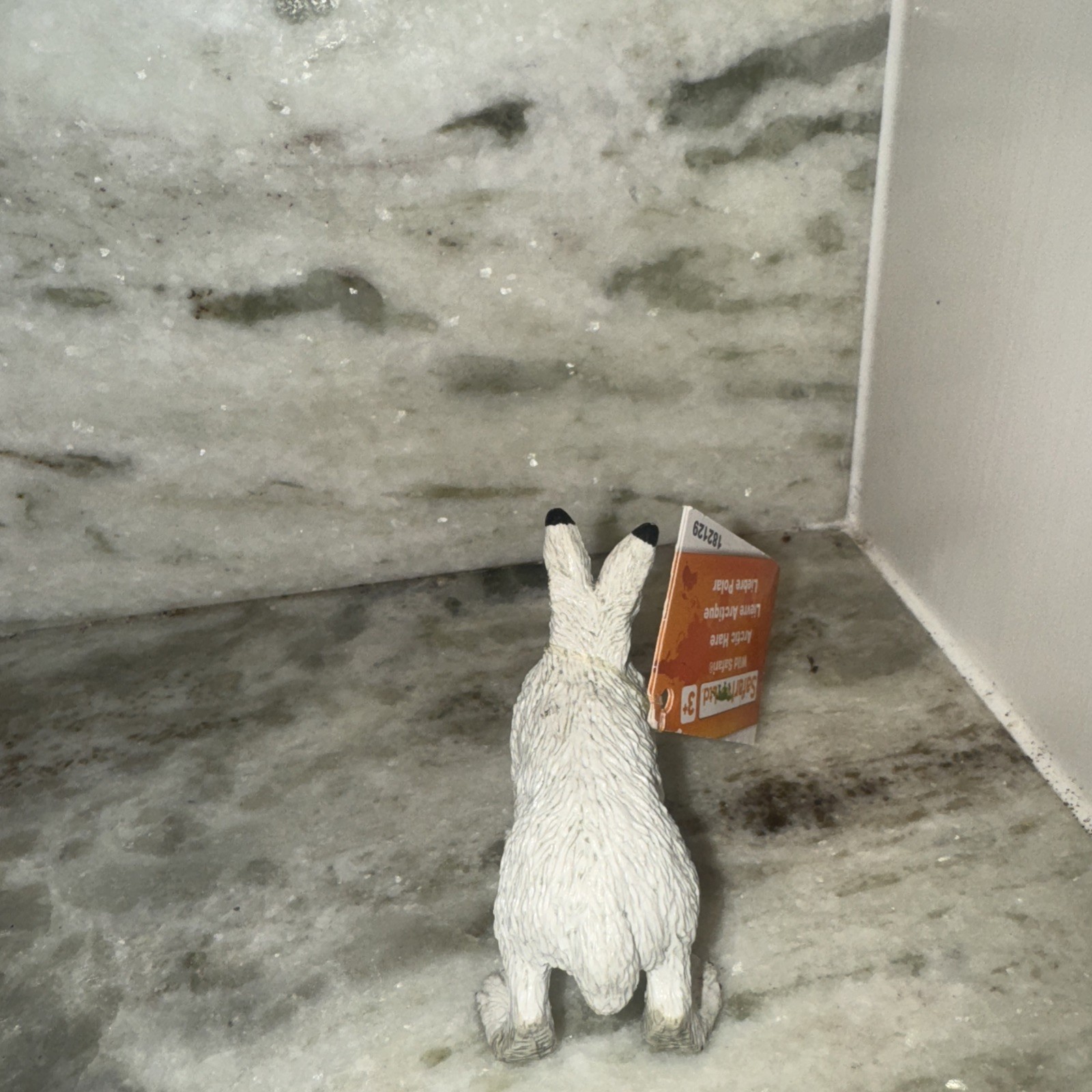 White Rabbit Toy, Arctic Hare, Hand Painted Rubber Toy 2.5 Inches CH876 BB199