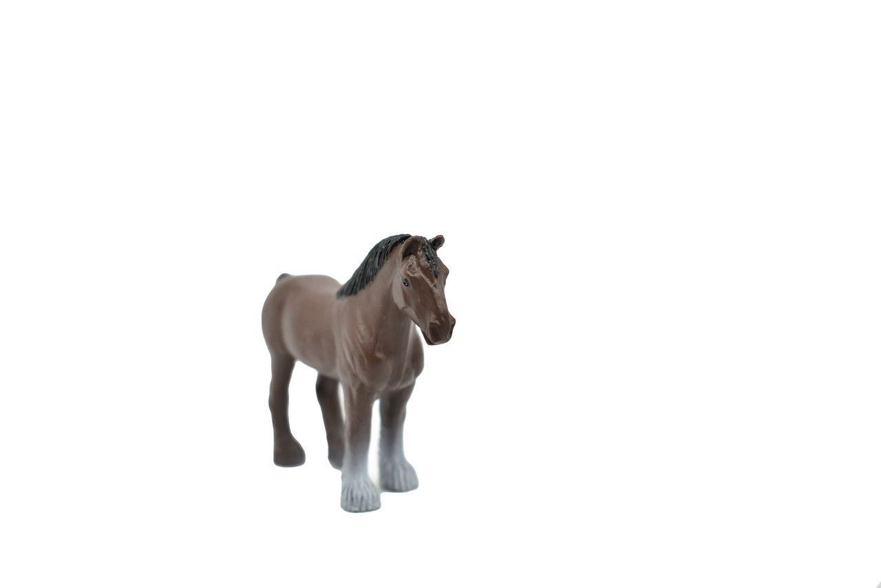 Toy Horse, Clydesdale, Brown, Plastic Realistic Farm Model 2.5 Inches F7022 B97
