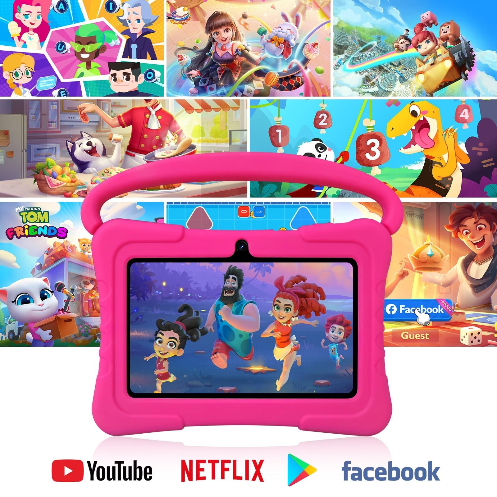 Kids Tablet Wintouch 2GB RAM 32GB ROM Android 11 Learning Education Blue Pink