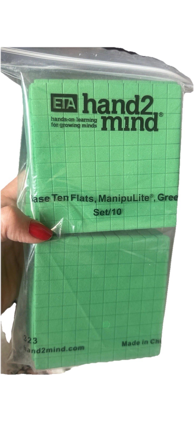 Hand2Mind Base Ten Flats Set 20 Green Math Blocks Manipulatives Teacher