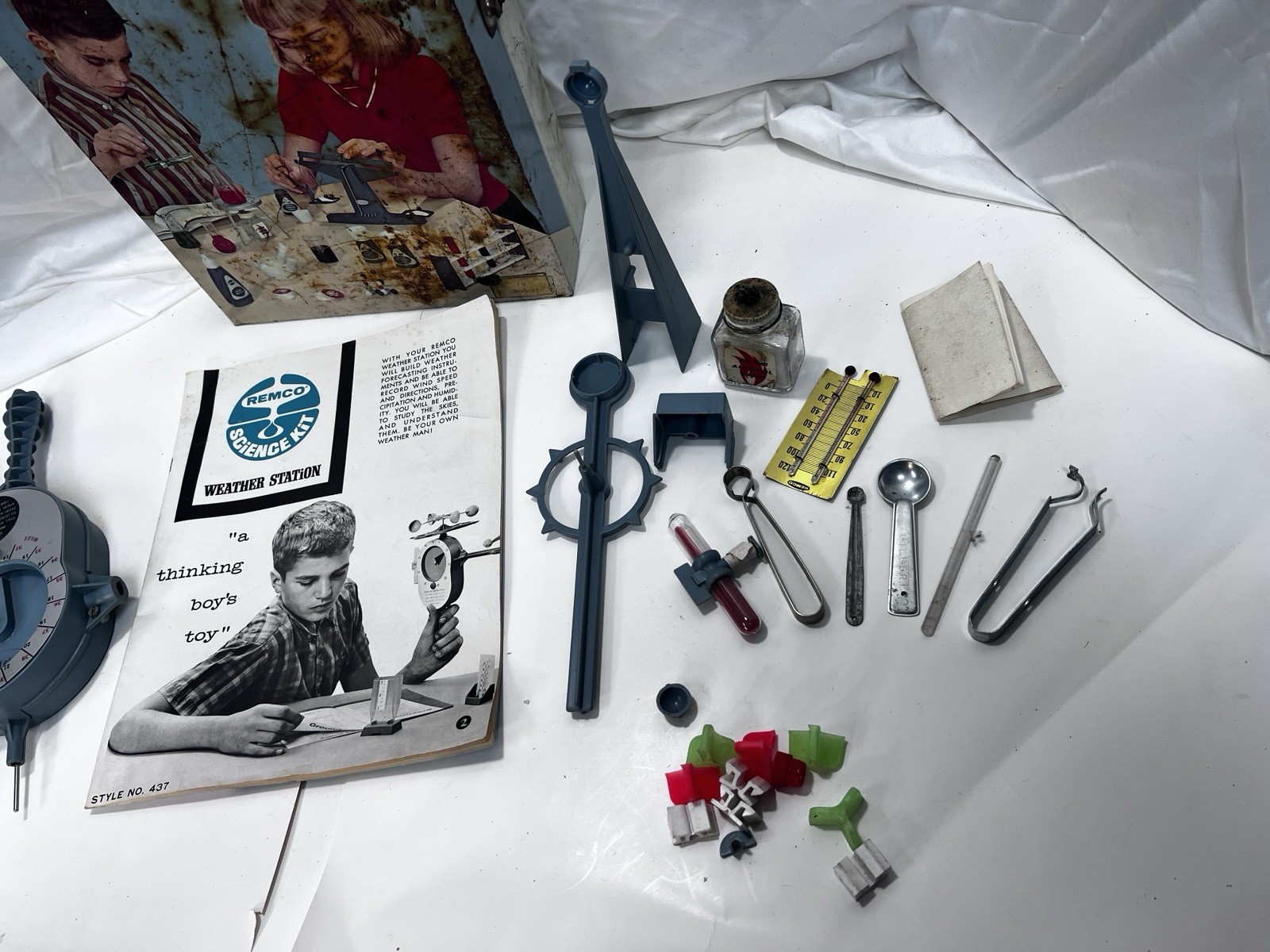 3 1960s Science Kits: Skil-Craft Chemistry & Microscope Remco Weather Station