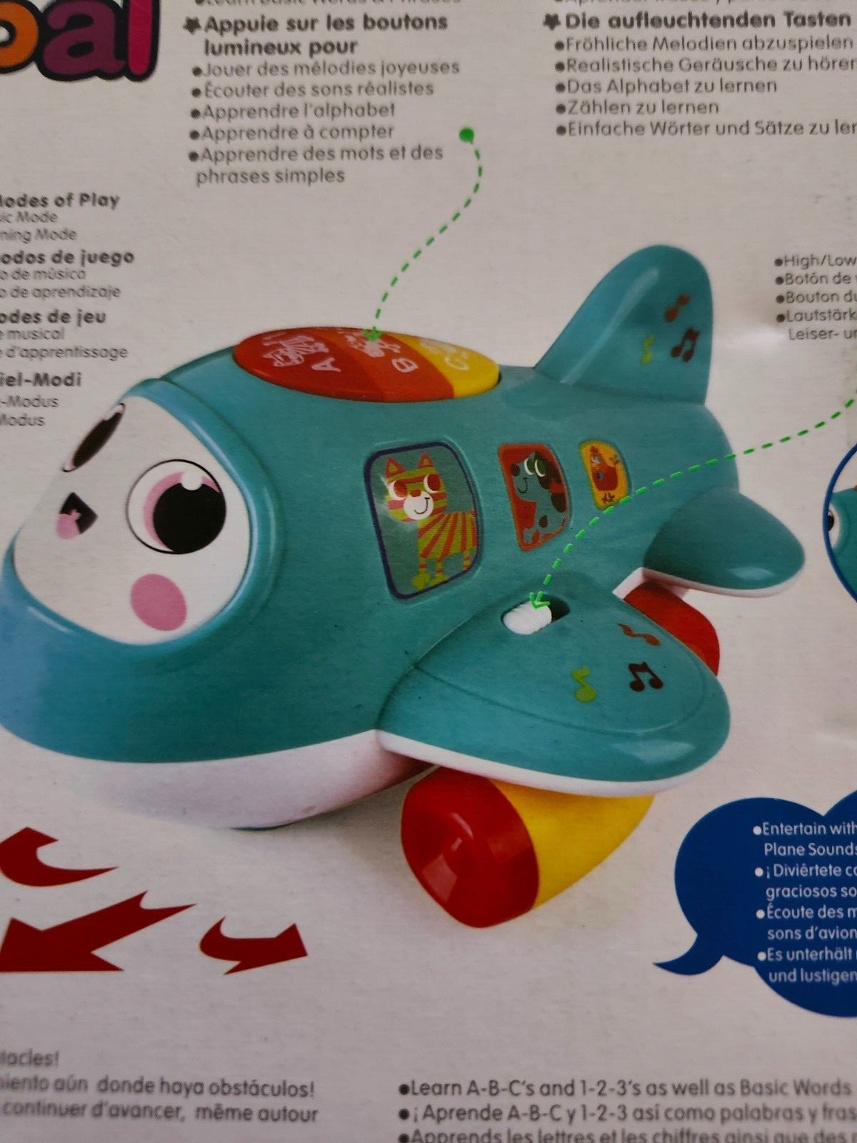 Musical Airplane Toy W/Melodies, Sounds, Alphabet Learn to Count & More!