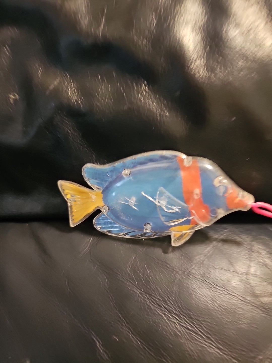 Unbranded Plastic Blue Transluscent Fish Red Ring In Mouth- 4inches Ling Scratch