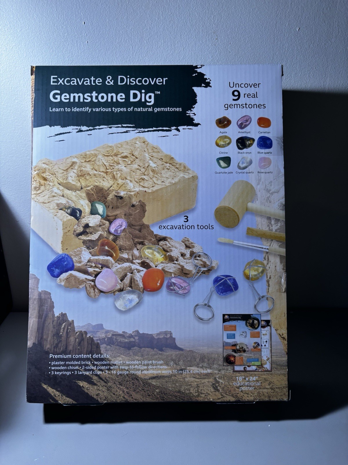 BBC Earth Gemstone Dig Kit Excavation STEM Toy 9 Gems Horizon Group NEW