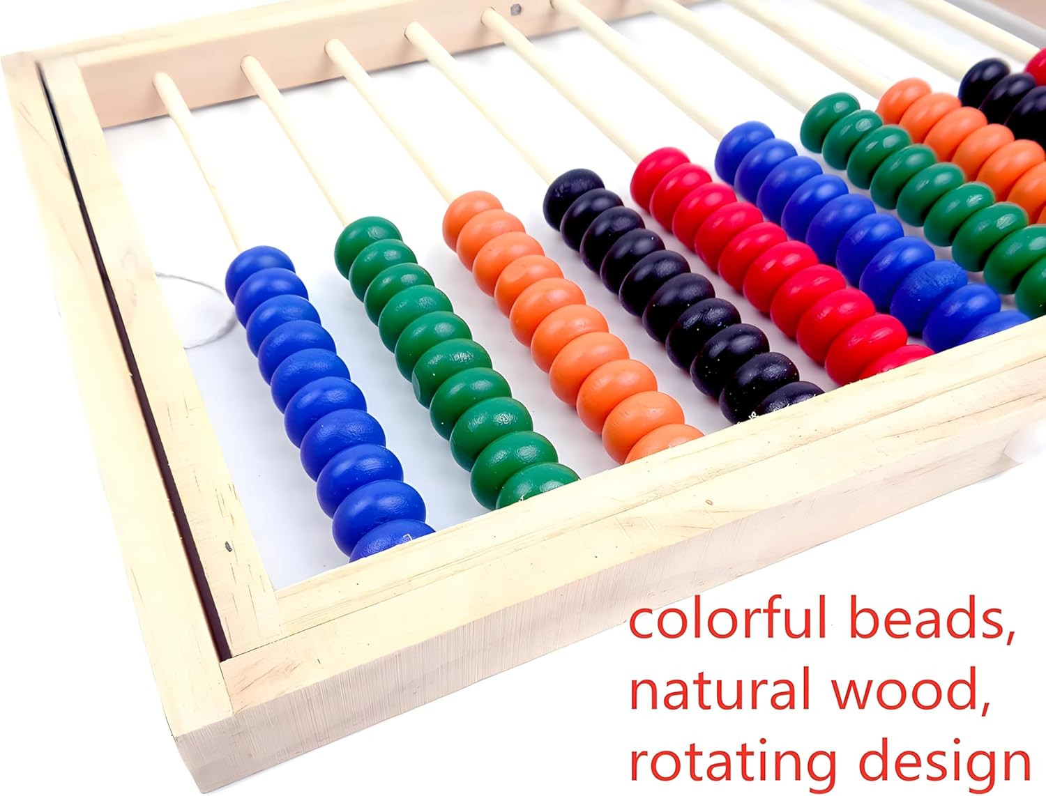 Wooden Counting Number Frame, 10 Rows Abacus for Kids Learning Math (11-1/2-Inch