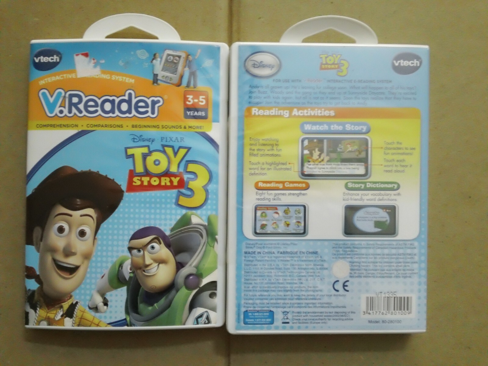 Lot of (2 Total) V-Tech Disney Toy Story 3 V Reader Games Ages 3-5yrs.