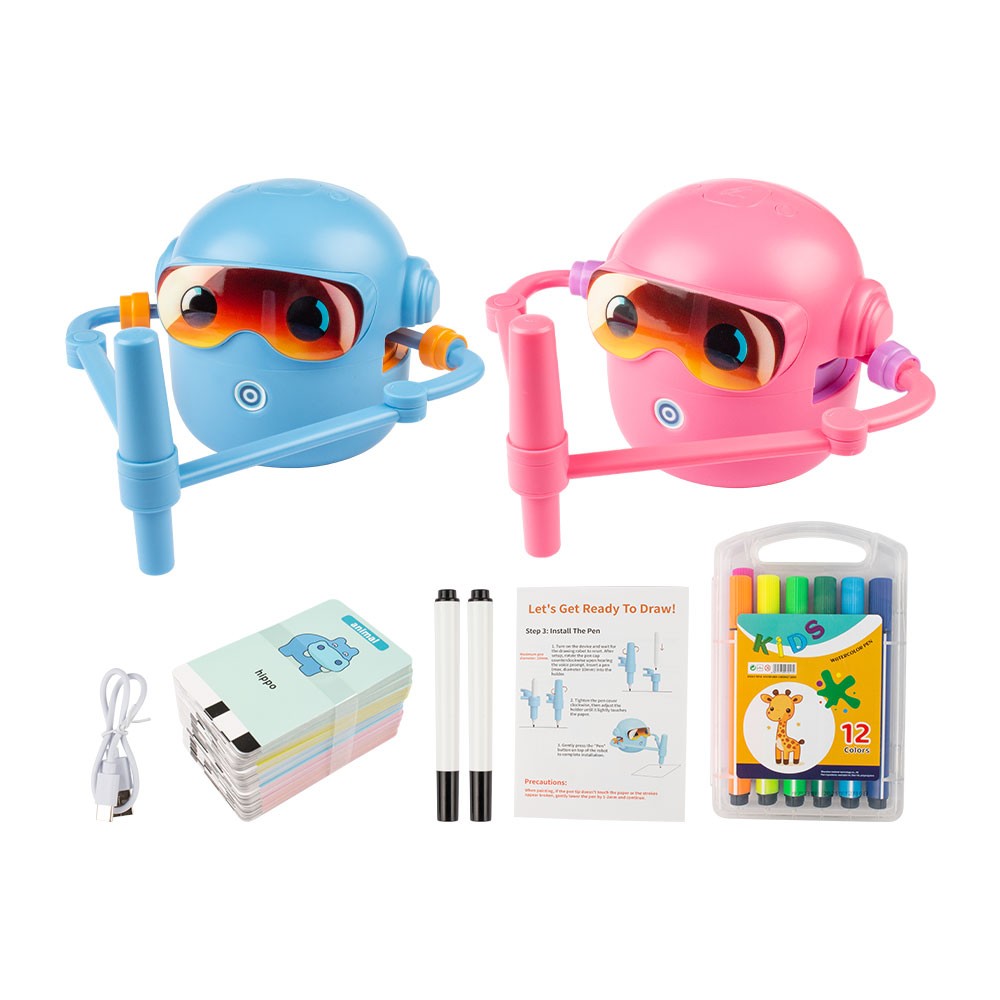 Interactive Educational Drawing Robot For Kids Learning Toy With 100 Word Cards