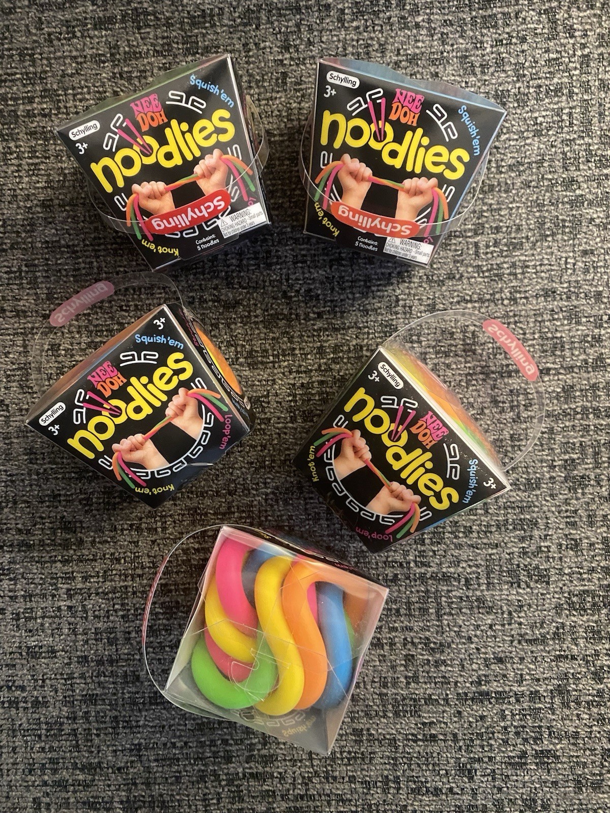NeeDoh Noodlies Schylling Fidget Sensory Squishy Stretchy Noodles Lot Of 5 New