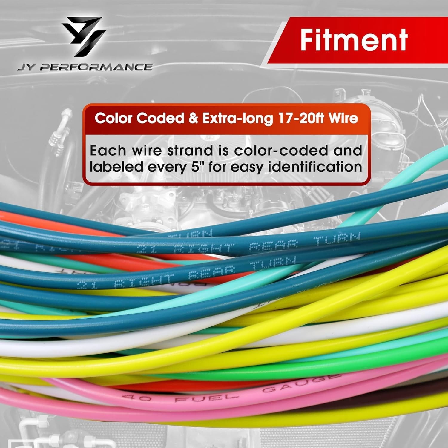 Universal 21 Circuit Wiring Harness Kit Extra Long Wire Standard Color 17 Fuses