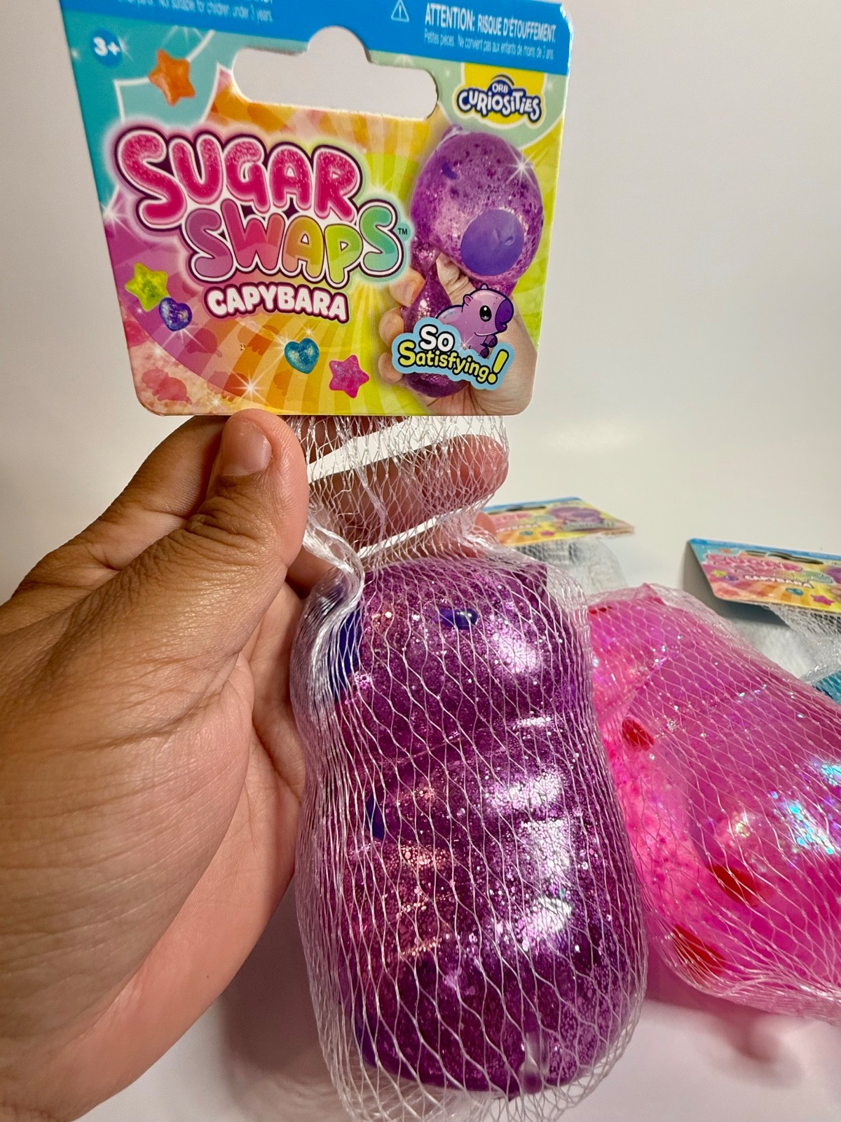 ORB Sugar Swaps CAPYBARA 🔥 LOT OF 3 – Purple, Pink & Blue Glitter Squishies