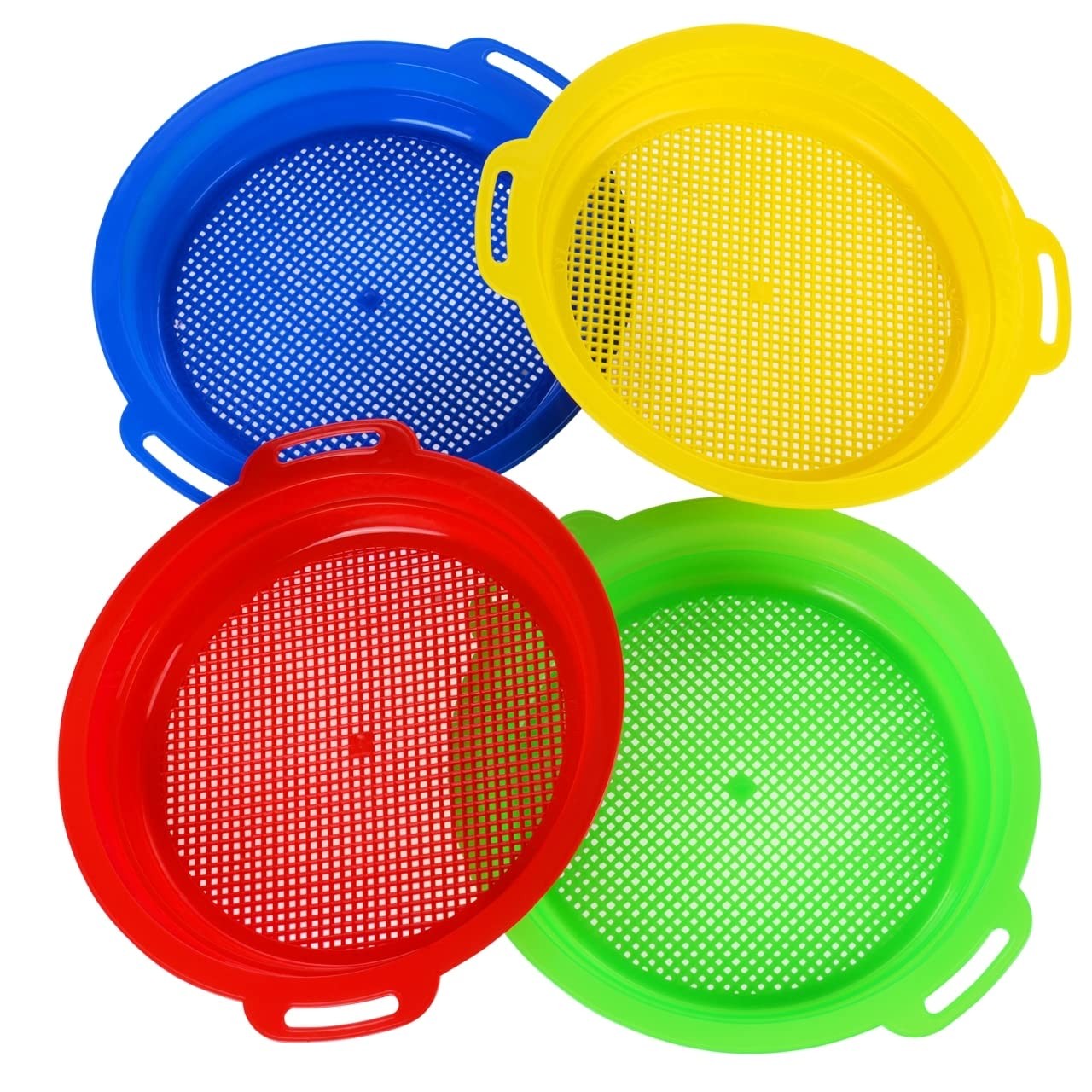 QINGLER Sand Sifters Sieve for The Beach Small, Red, Blue, Yellow & Green