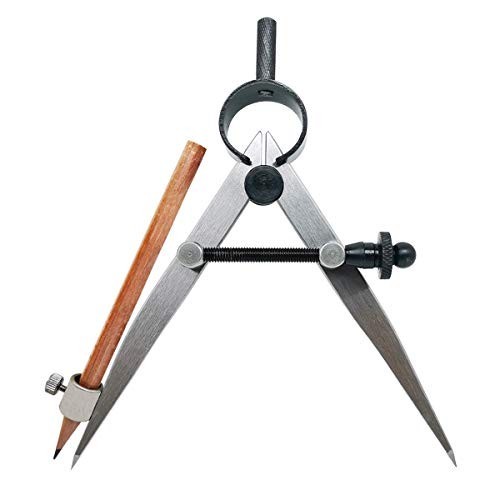 4 inch Woodworking Compass with Pencil Holder, Precision Spring Divider/Scriber