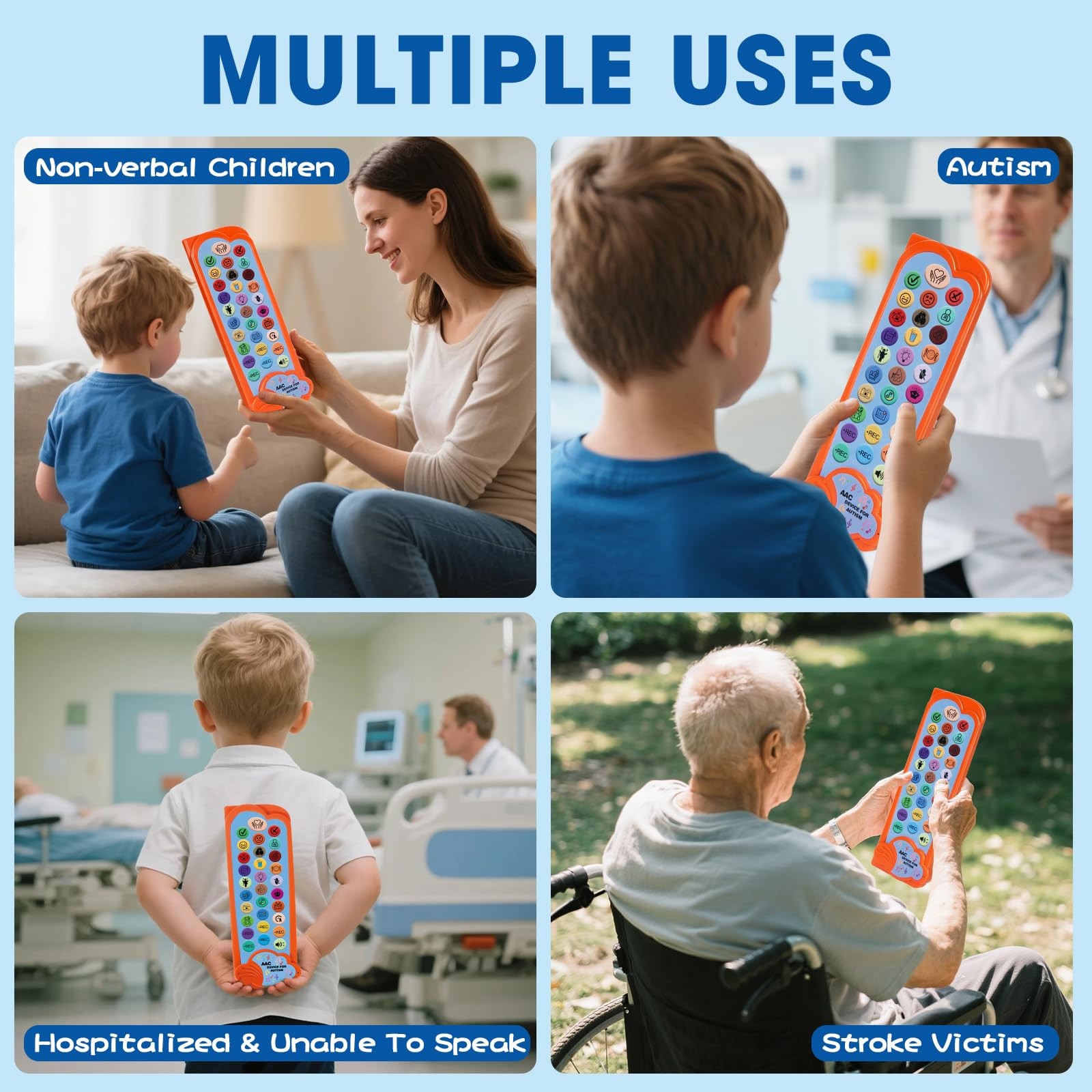 AAC Device for Autism Communication Nonverbal Kids & Blue, Orange