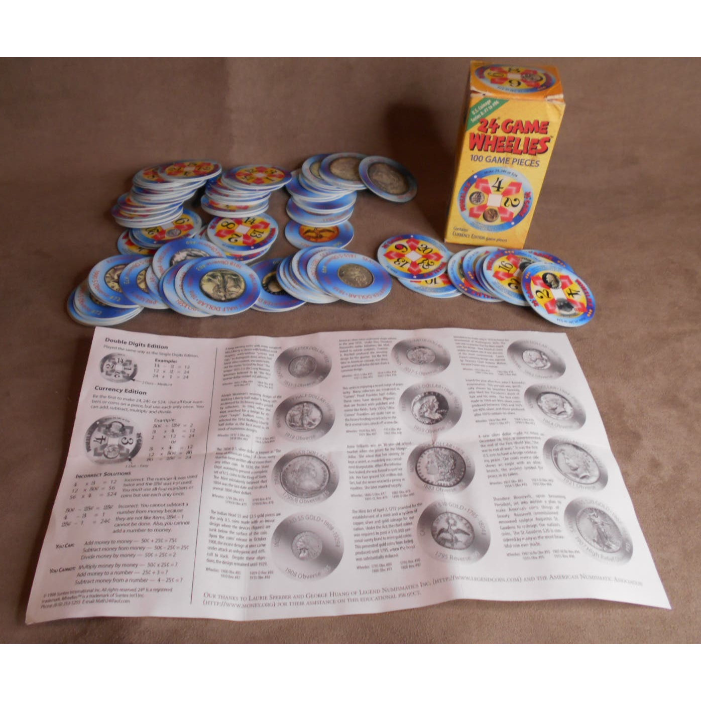 Suntex 1998 24 Game Wheelies Currency Edition US Coinage Series A RARE