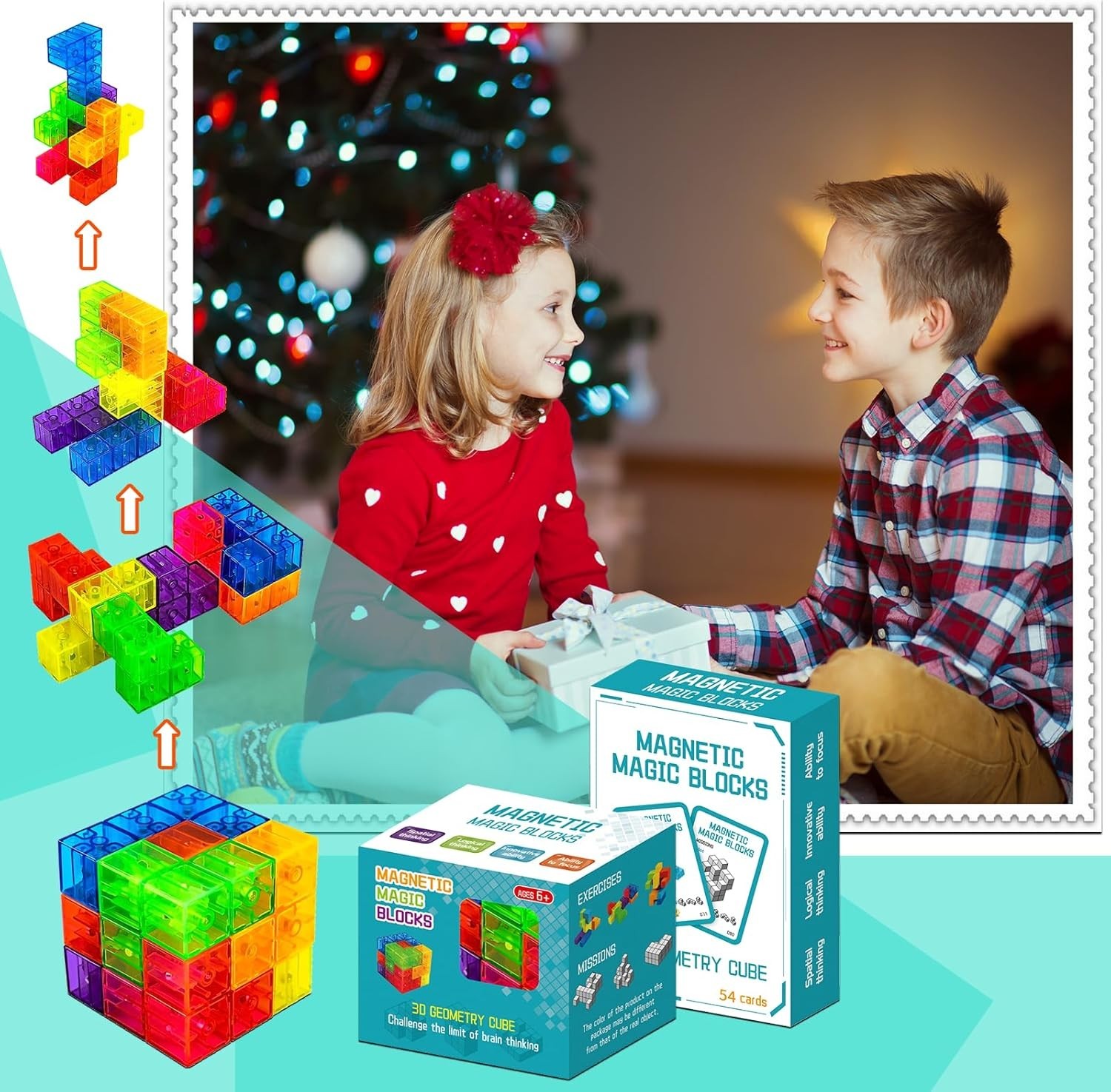 3D Magnetic Building Blocks Magic Cube Geometric Puzzle Fidget Toy Gift Set