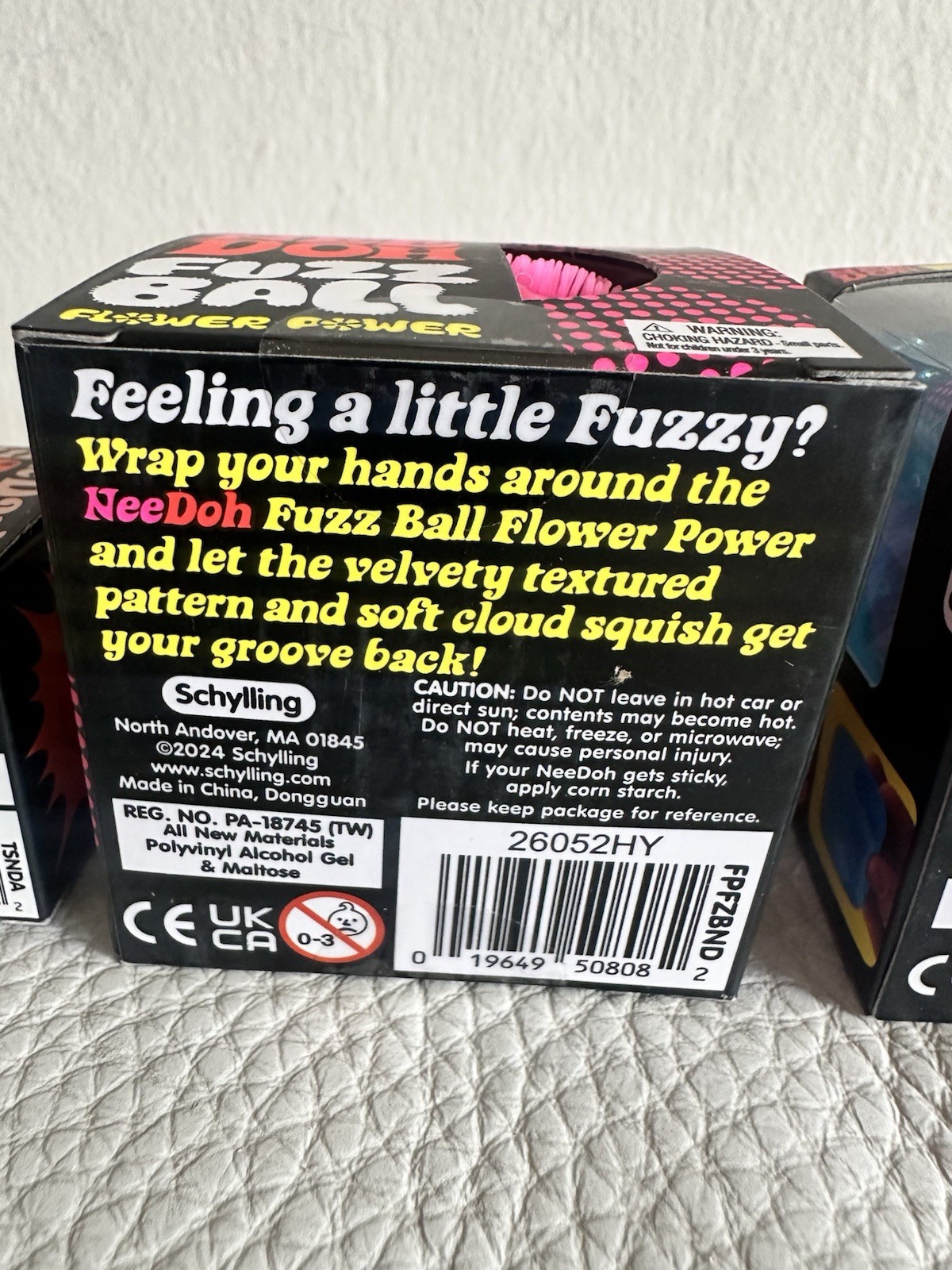 Set of 3 Schylling NeeDoh Squeeze Toys Glow In The Dark, Fuzz Ball, & Nice Cube