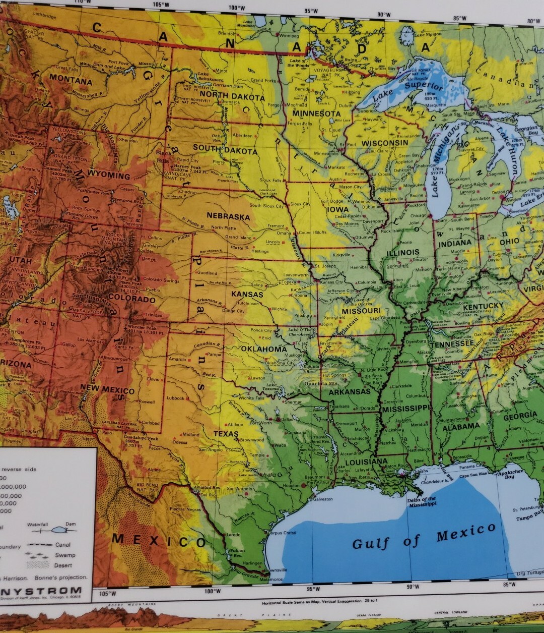 Nystrom Laminated 2 Sided United States Geography Map 22″ X 17″ Homeschool New