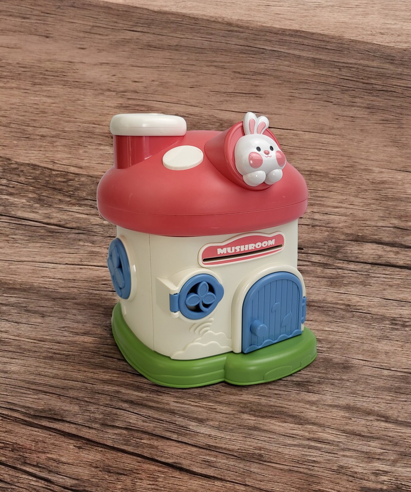 Lockable Kids Piggy Bank Mushroom Coin Box 2 Keys ASTM Non-Toxic Vinyl USA