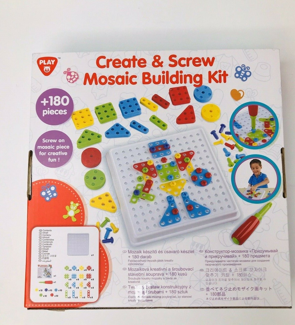 STEM Mosaic Building Toy Kit Play Create & Screw 180 Pieces PLAY NEW SEALED