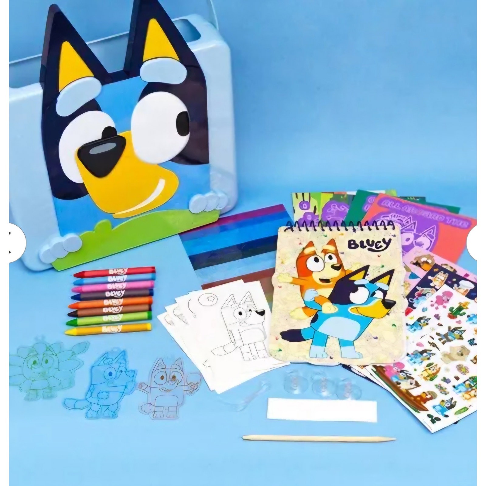 Bluey Creative Art Caddy Crayons Stickers Art Sheets NWT Bluey Cardstock Figures