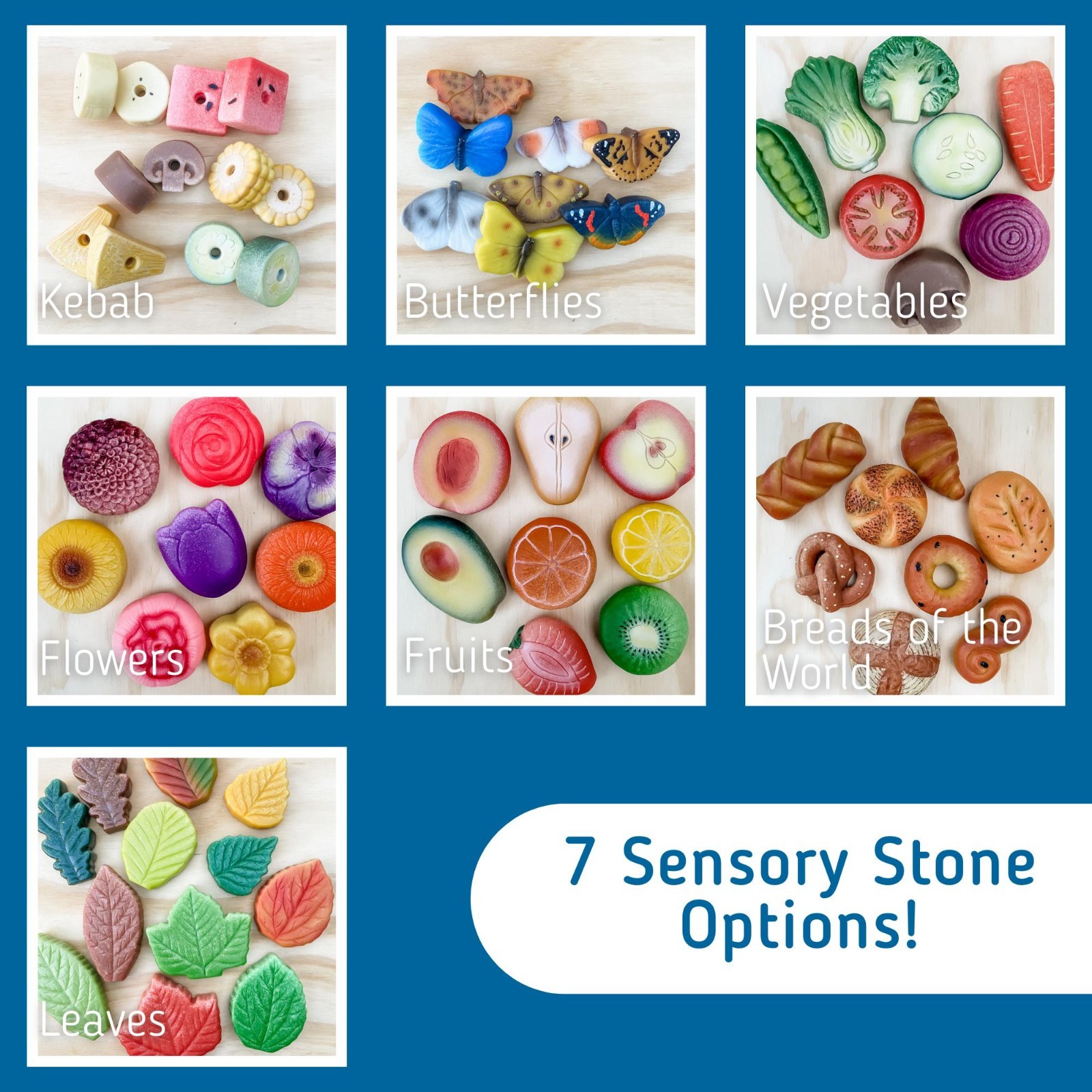 Mud Kitchen Sensory Stones Pretend Play Food, Montessori Story Stones for Kids