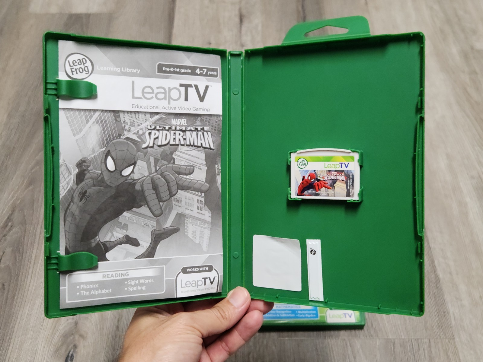 Lot of 4 LeapFrog LeapTV Games – Spider Man, Sports,Dance & Learn, Kart Racing