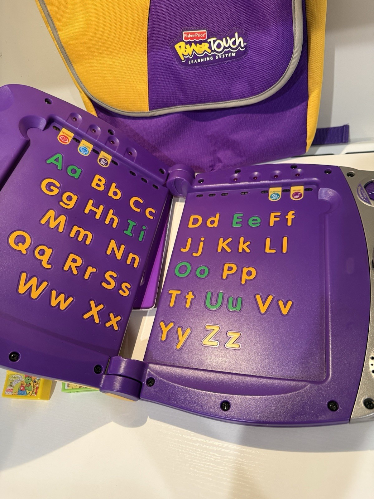 Fisher Price Power Touch Learning System 4 Cartridges Books & Backpack Case Lot