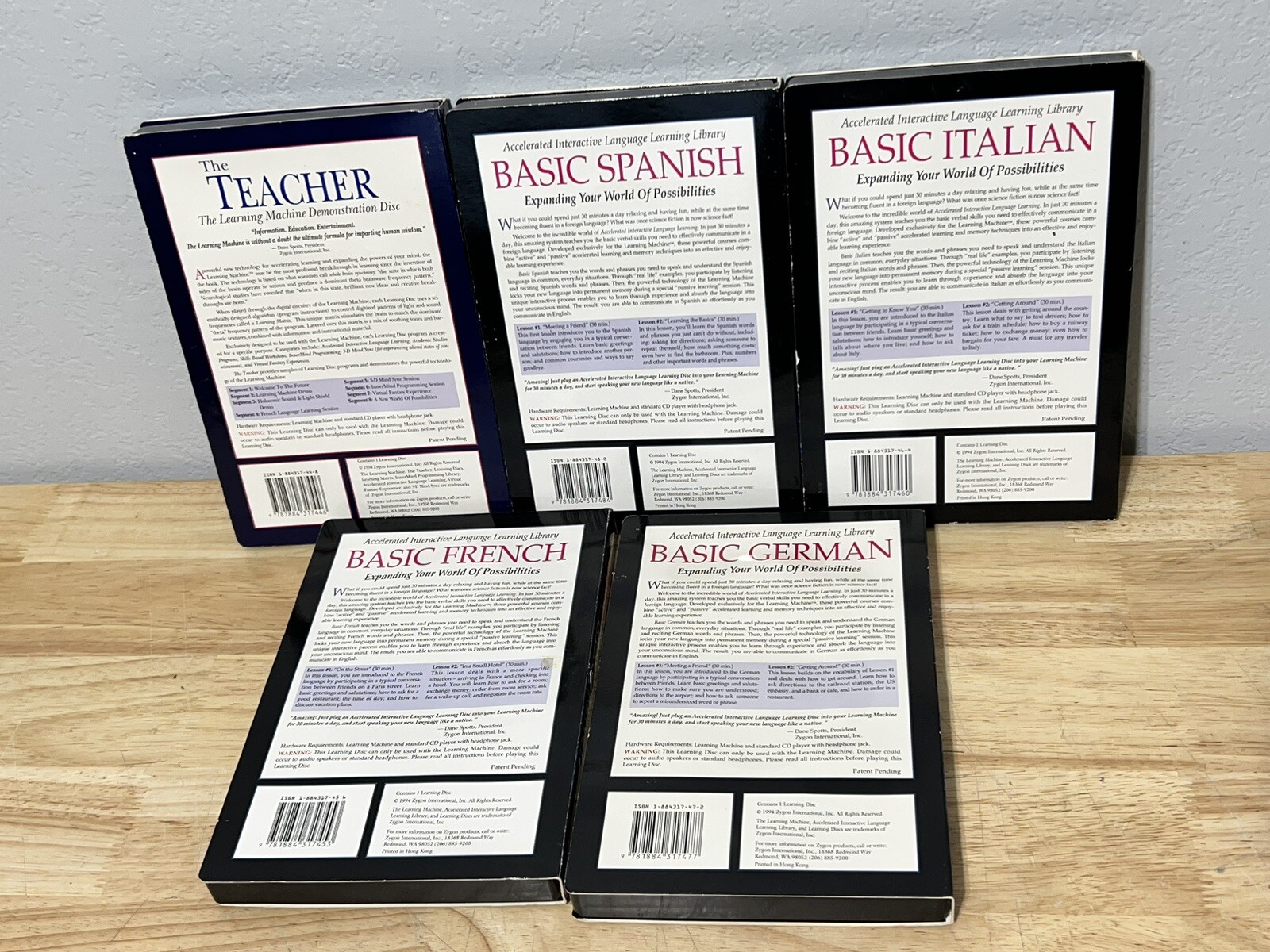 ZYGON LEARNING MACHINE DISCS The Teacher, Spanish, Italian, German, French