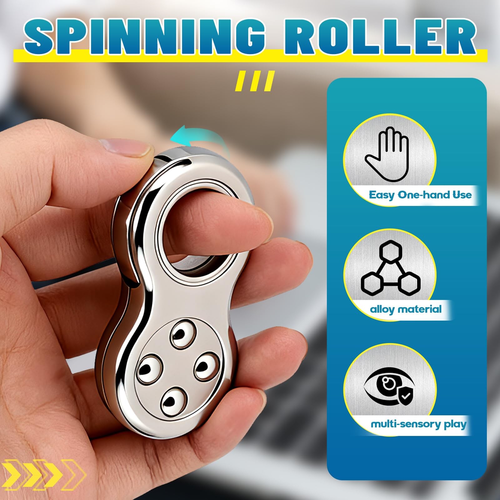 Fidget Ring Toy Metal for Teen Adults,Fidget Spinner Pad Kids Silver