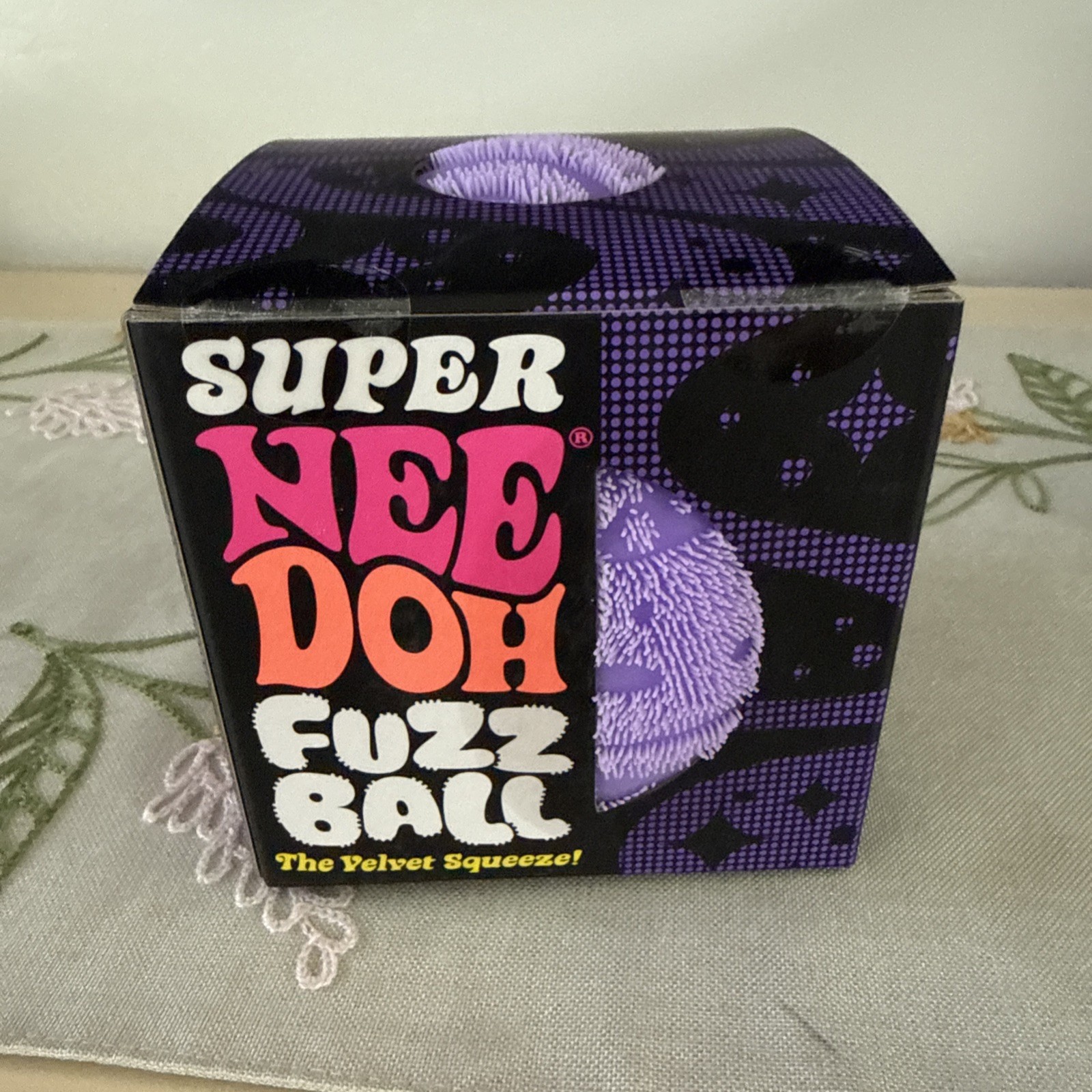 Schylling Nee Doh SUPER FuzzBall The Velvet Squeeze Purple Sensory Toy AUTHENTIC